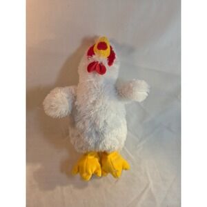 Hugfun International White Plush Chicken Stuffed Animal Yellow Feet Red Comb